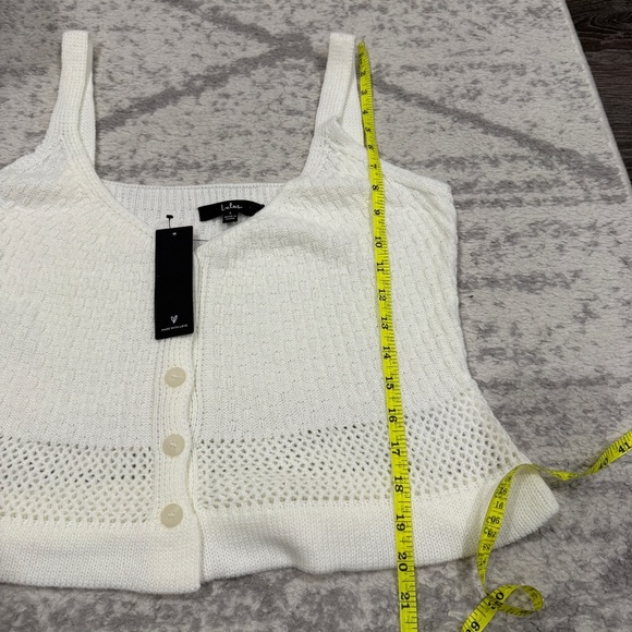 NWT Lulus Ivory Button Front Knit Sweater Crop Tank Top - Picture 8 of 8
